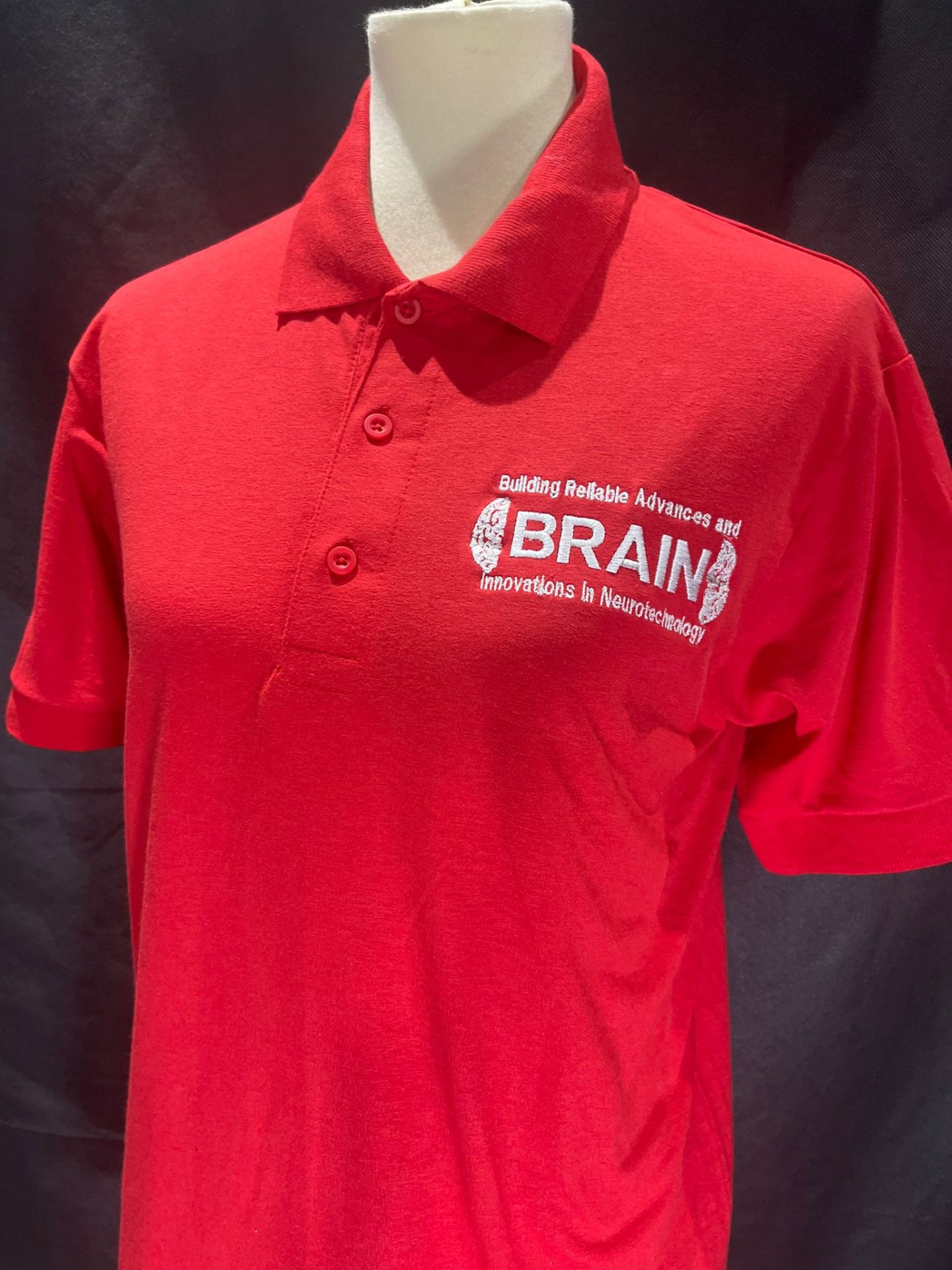 BRAIN embroidered red polo shirt