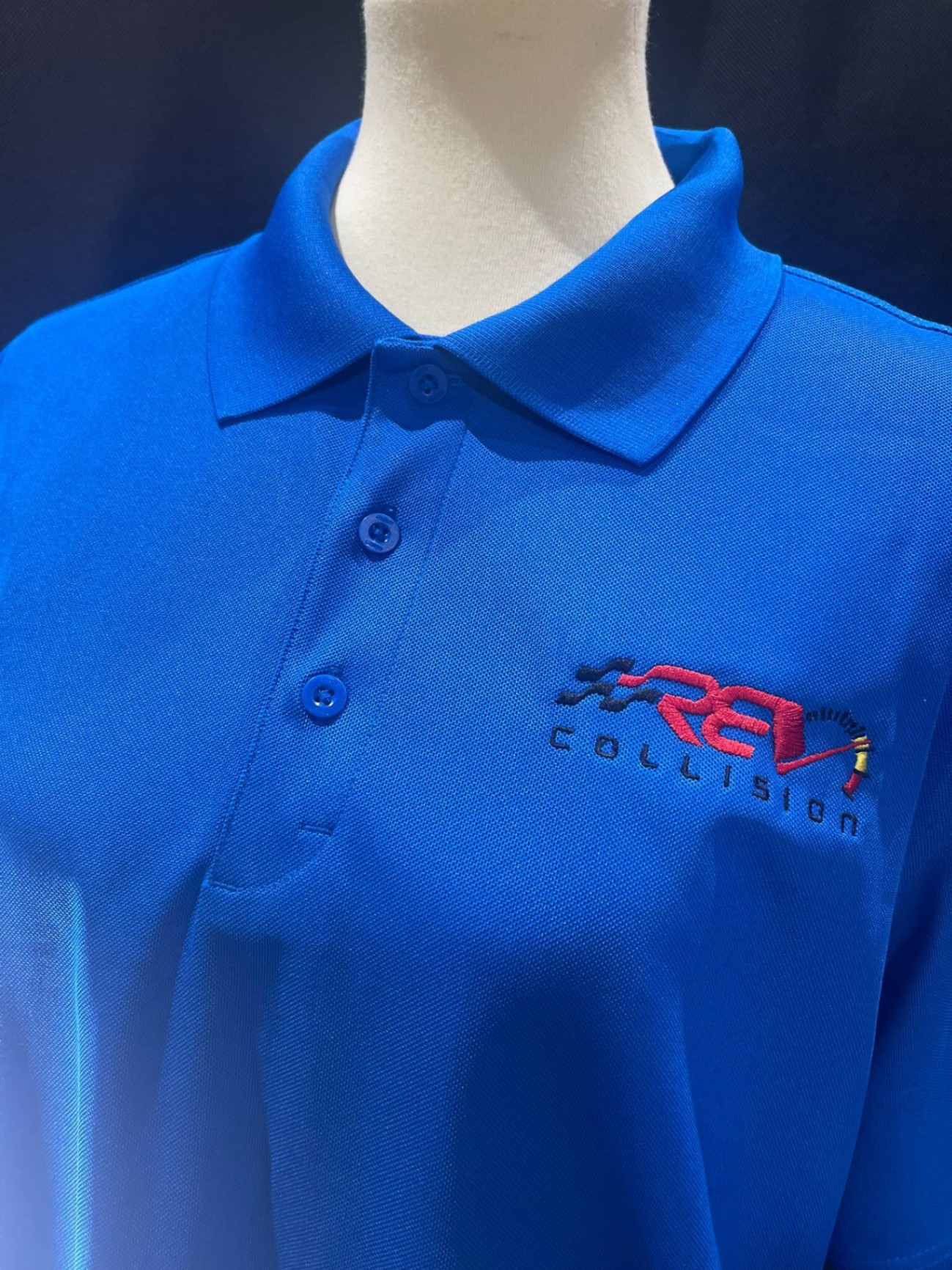 Collision embroidered blue polo shirt